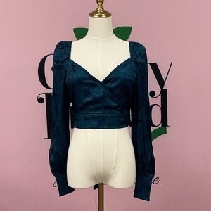 Free People Midnight Blue Wrap Blouse